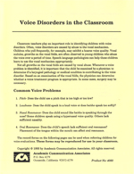 Voice Disorders in the Classroom